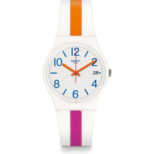 Load image into Gallery viewer, Swatch Originals Pinkline White Dial Silicone Strap Unisex Watch GW408